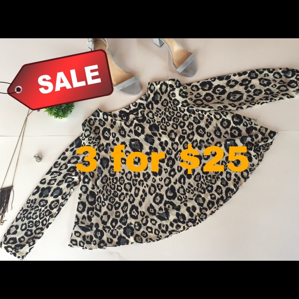 Zara Basic Animal Print Blouse